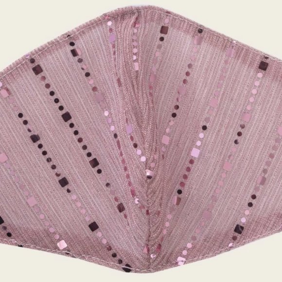 Blush Pink Sequin Designer Face Mask Adjustable - Picture 3 of 3